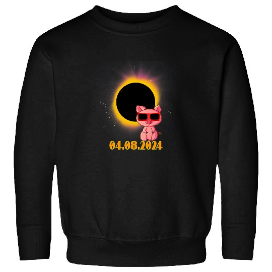 Solar Eclipse 2024 Pig Wearing Solar Eclipse Glasses Sweatshirts