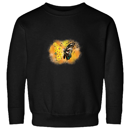 Sunflower love flower sunshine womens girls butterfly Sweatshirts