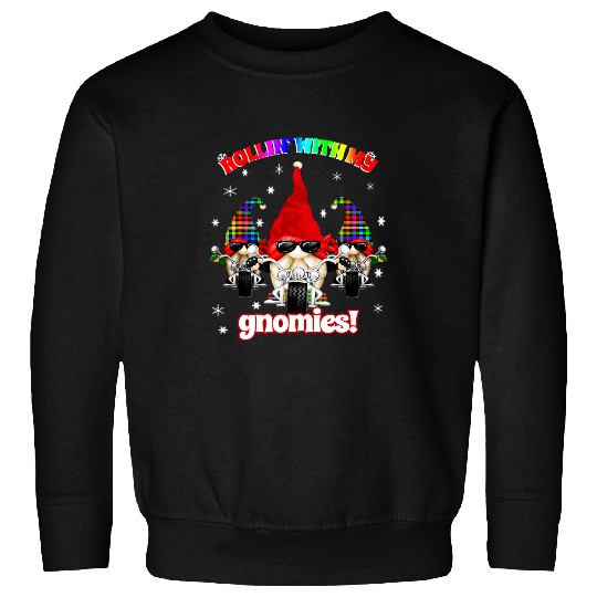 LGBTQ Pride Biker Christmas Garden Gnome Rainbow Plaid Sweatshirts