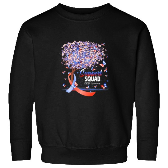 Support Squad Butterfly Red Ribbon CHD Awareness Gifts Sweatshirts