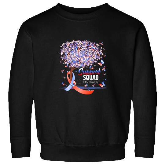 Support Squad Butterfly Red Ribbon CHD Awareness Gifts Sweatshirts