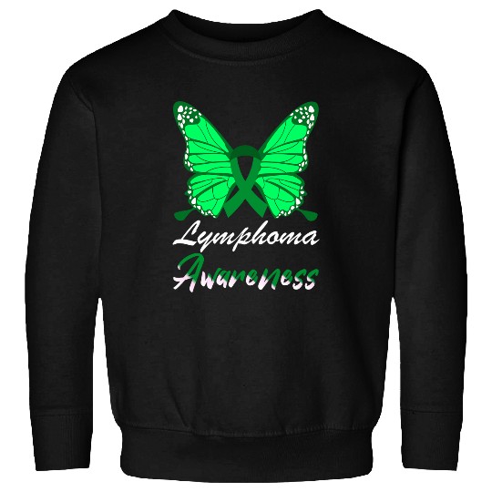 Lymphoma Awareness Butterfly Green Ribbon Support Sweatshirts