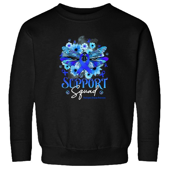 Support Squad Dragonfly Flowers Huntingtons Disease Sweatshirts