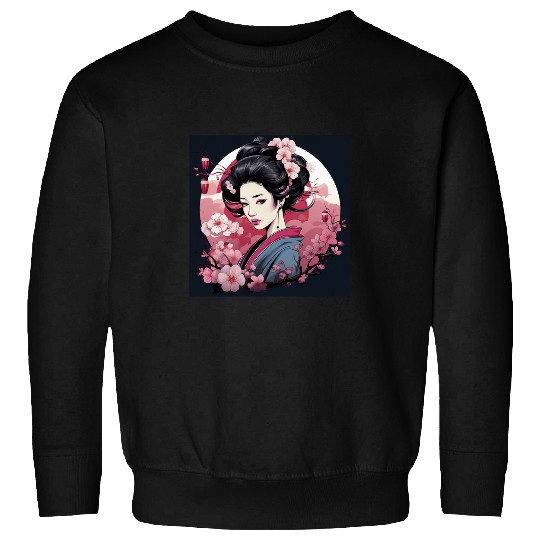 Elegant Geishas Journey Japan Vector Sweatshirts