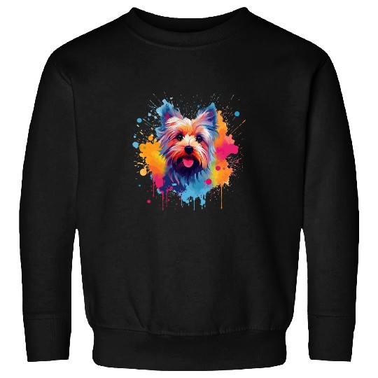 Colorful Dog Splash Art Yorkshire Terrier Sweatshirts