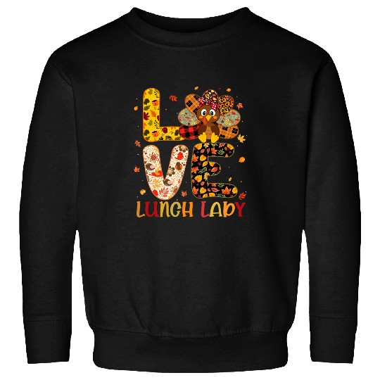 Lacrosse Gift Love Turkey Leopard Happy Thanksgiving Lunch Lady Women Sweatshirts