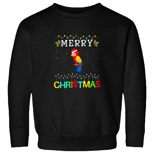 Parrot Merry Christmas Lights Style Matching xmass Holiday Sweatshirts