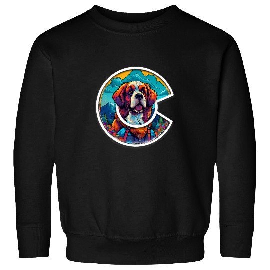 Colorado Saint Bernard Cute Dog in the Mountains Sweatshirts
