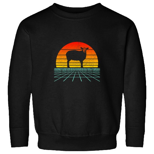 Sheep Lover vintages Retro Sunset 80s Farm Animal Farmer Sweatshirts