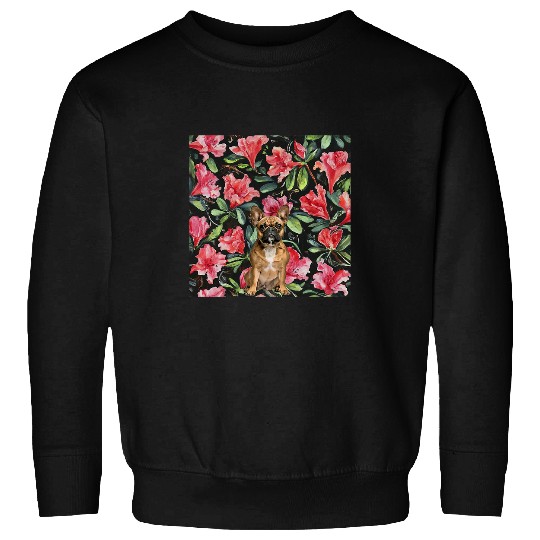 French Bulldog Azaleas Pink Green vintages Plant Pattern Sweatshirts