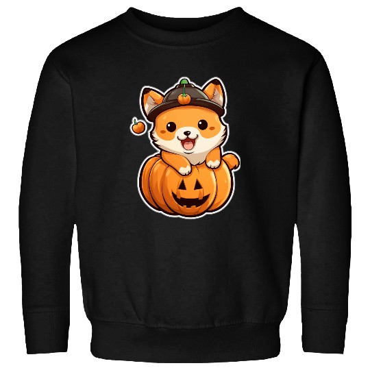 Kawaii Cute Shiba Inu Dog In Pumpkin Anime Aesthetic Sweatshirts