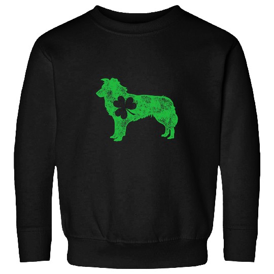Border Collie St Patricks Day Men Women Shamrock Dog Lover Sweatshirts