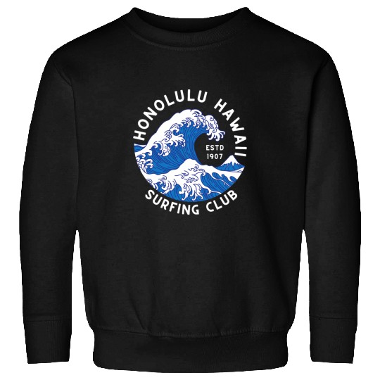 Honolulu Hawaii Beach Waves Ocean Summer Vacation Aloha Sun Sweatshirts