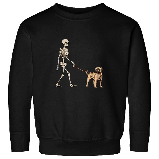 Funny Cane Corso Skeletons Dog Walking Halloween Sweatshirts