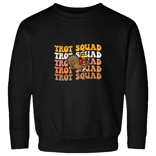 Retro Groovy Turkey Trot Squad Thanksgiving Turkey Runner Sweatshirts