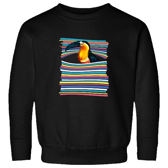 Toucan Pastel Rainbow Striped   vintages Animal Aesthetic Sweatshirts