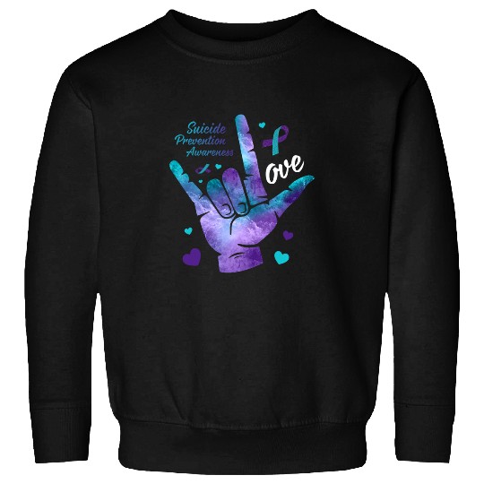 Love Sign Teal Purple Ribbon suicides Prevention Awareness Sweatshirts