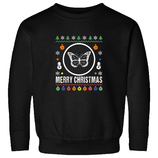 Merry Christmas Butterfly Ugly Sweater xmass Knit Sweatshirts