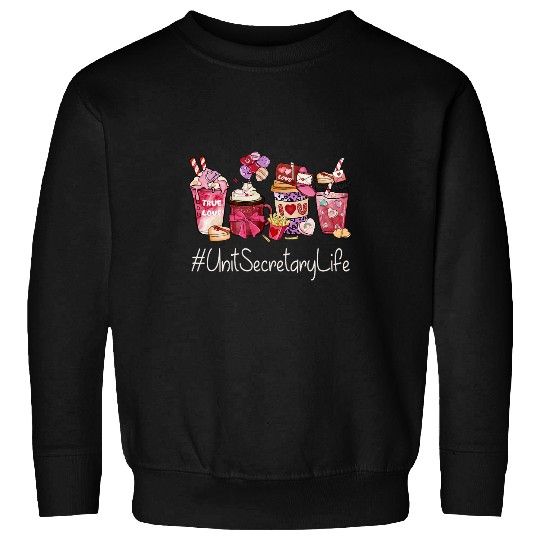 Unit Secretary Funny Women Coffee Hearts Valentines Day Sweatshirts