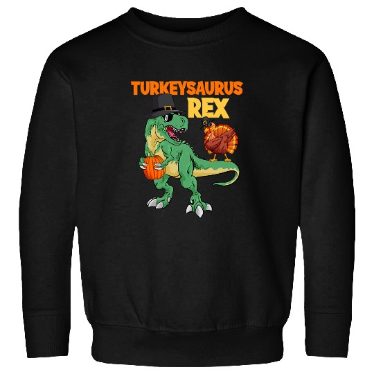 Turkeysaurus Rexs Turkey Dab Dino Boys Toddler Thanksgiving Sweatshirts