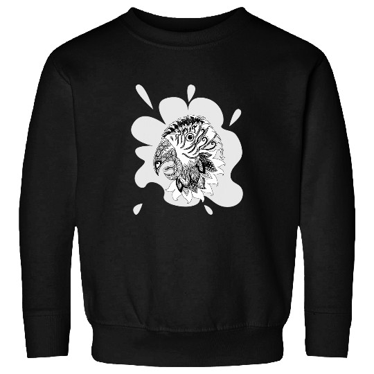 Patterned exotic parrot artwork black and white Mehndi Sweatshirts