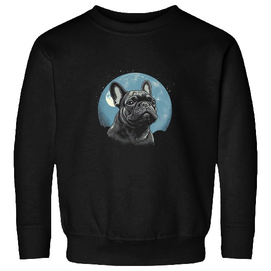 French Bulldog With Full Moon Dog Lovers Sweatshirts