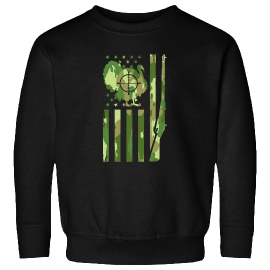 Turkey Hunting American Flag Turkey Hunter Sweatshirts
