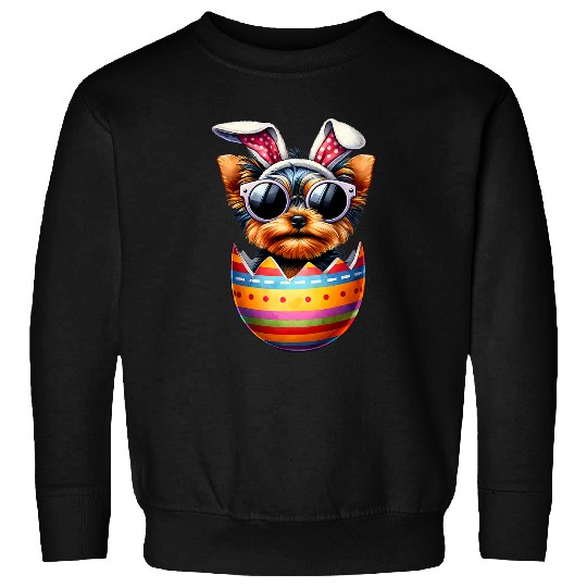 Cute Yorkshire Terrier Egg Happy Easter Day Dog Dad Dog Mom Sweatshirts