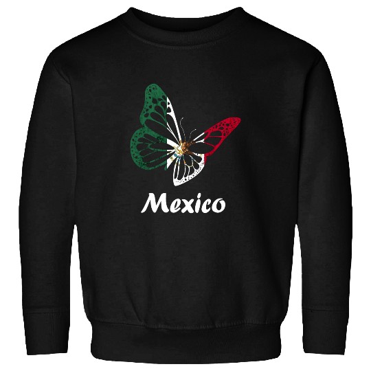 Mexican Roots Mexico Mexican Pride Mexican Flag Butterfly Sweatshirts