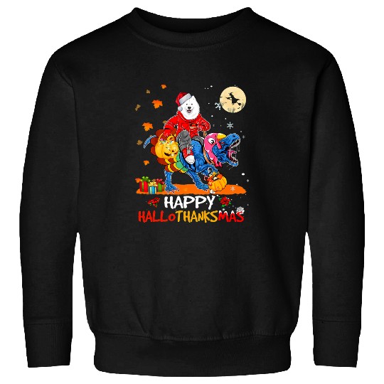 Dog Samoyed Happy Hallothanksmas Halloween Thanksgiving Xmas Sweatshirts