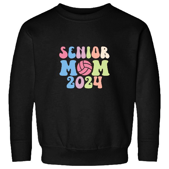 Senior Mom 2024 Volleyball Senior 2024 Groovy Class Of 2024 Sweatshirts