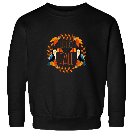 Toucan Birds Hello Fall Autumn Leaves Hello Fall Sweatshirts