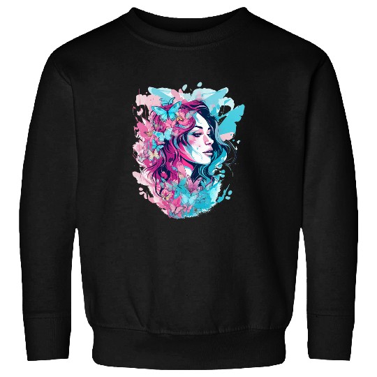 Trans Freedom Butterfly Vibrant Trans Flag Colors LGBTQ Sweatshirts