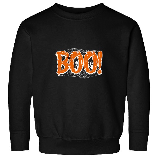 Trendy Halloween Boo Orange Font Spider Sweatshirts