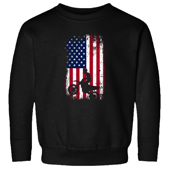 Patriotic Motocrosser Dirt Bike American Flag Motocross Sweatshirts