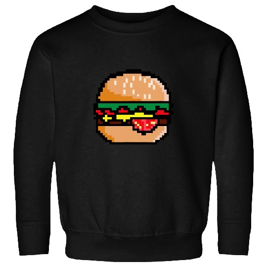 Hamburger Funny Burger Fast Food Pixel Art Gamer Gaming Kids Sweatshirts
