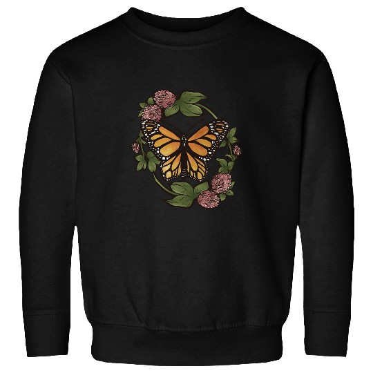 Monarch Butterfly Nature lovers red clover art Sweatshirts
