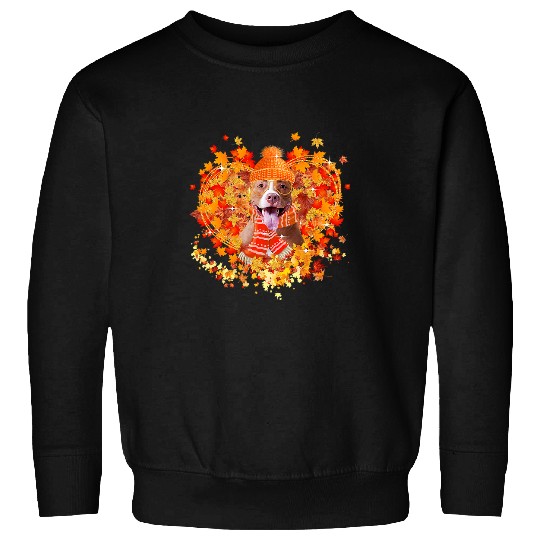 Bully Dog Autumn Fall Pumpkin Truck Mappe Thanksgiving226 Pitbull Dog Sweatshirts