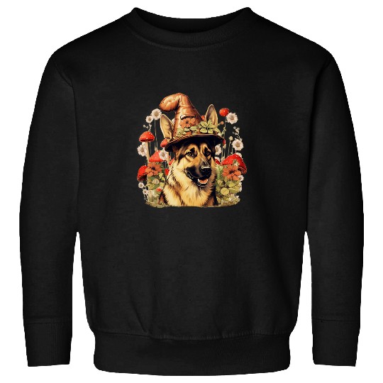 Cottagecore German Shepherd Aesthetic Dog Lover Mushroom Hat Sweatshirts