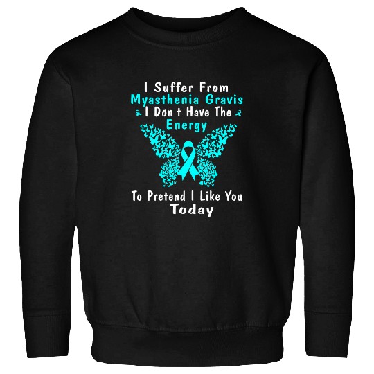 MG Awareness Myasthenia Gravis Disease Butterfly Teal Ribbon Sweatshirts