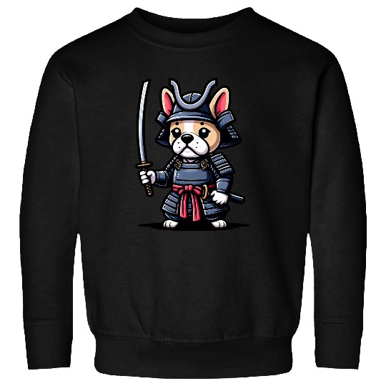 Cream French Bulldog Samurai Funny Dog Japan Sweatshirts