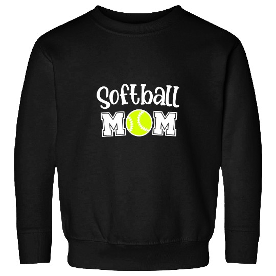 Softball Mom w Yellow Softball White Design Sweatshirts