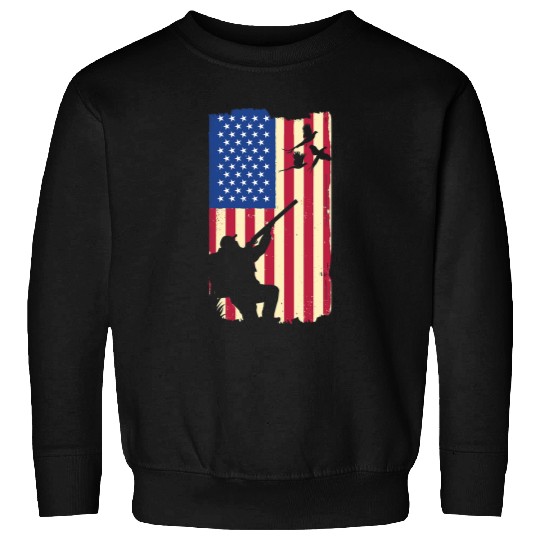 Pheasant Hunting Patriotic American Flag Upland Bird Hunting Sweatshirts