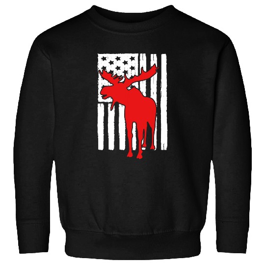 USA American Flag Moose Theme Idea For Elk Lovers Sweatshirts