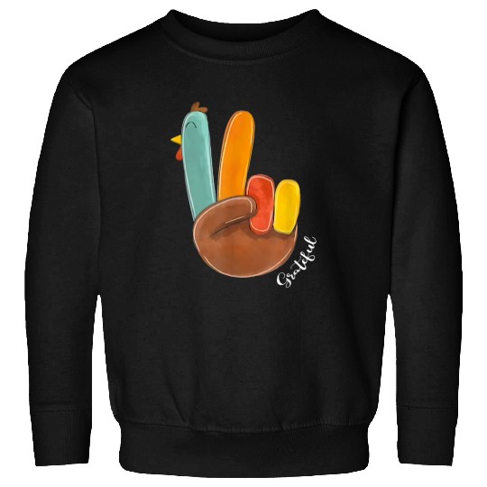 Peace Love Turkey Grateful Turkey Hand Sign Thanksgiving 21 Sweatshirts