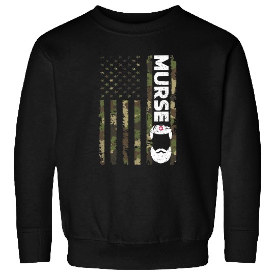 Mens Murse Male nurses Student Man Nurses American Flag Camo Sweatshirts