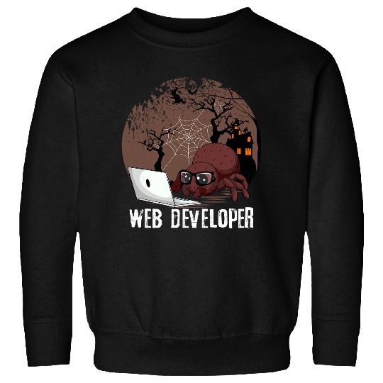 Web Developer Spider Working Website Programming Halloween Sweatshirts
