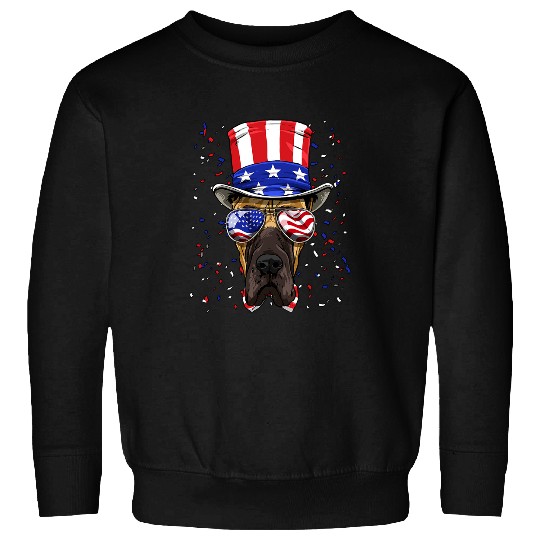 Dog Great Dane 4th of July American Dog USA Flag 766 Sweatshirts