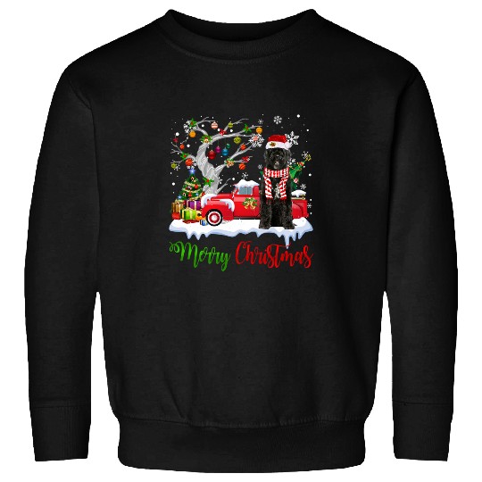 Red Truck Merry Christmas Tree Portuguese Water Dog Pajama Sweatshirts