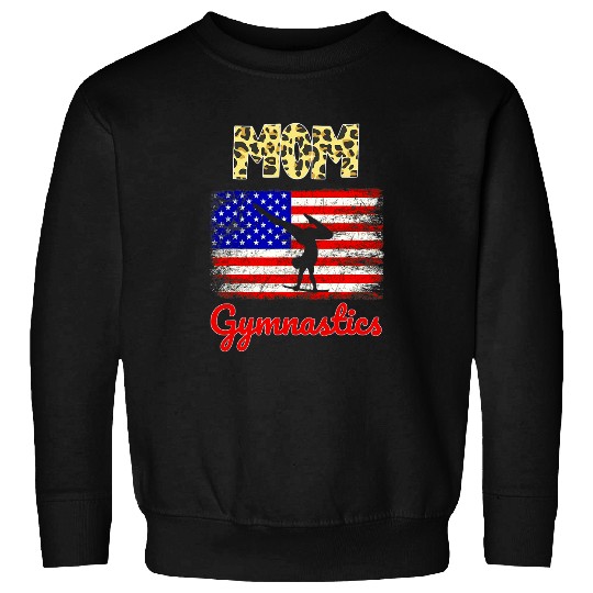 Mothers day Gymnastics Mom USA American Flag Sweatshirts